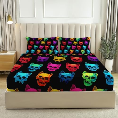 Drap-housse imprimé crâne abstrait pour transformer le style d'une chambre ado