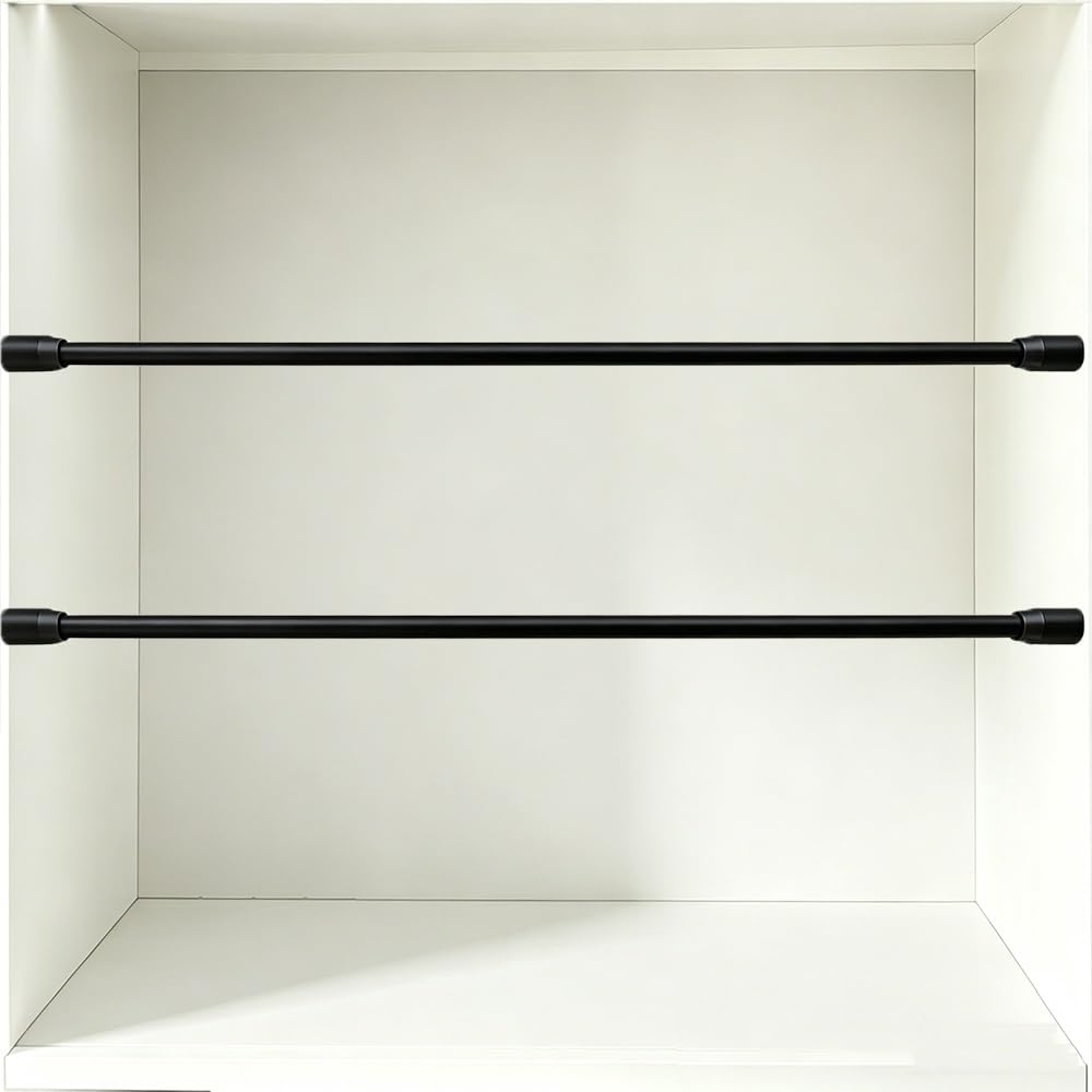 TAJMDGW 2 Pack Gallery Rails for Shelves Anti-Fall Guard Fence Cabinet Metal Guardrail Decorative Railing Rods for Display Cabinet Bookshelves Closet(Black,100cm(39.4"))