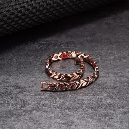 Image of Copper Bracelet for Women 99.9% Pure Copper Crystal Bracelets Link Chain Charm Jewelry Present 3500 Gauss with Adjustment Tool