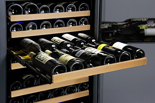 Image of Allavino 24 inch Wide FlexCount II Tru-Vino 172 Bottle Dual Zone Black Left Hinge Wine Refrigerator