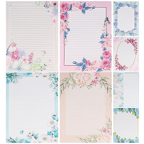 Papier à lettre ligné motif floral pour correspondance et scrapbooking (64 feuilles)