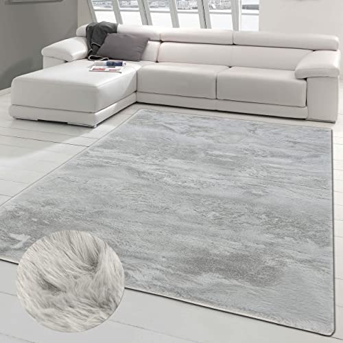 Teppich-Traum Alfombra Pelo Corto Salón y Comedor | Lavable y de fácil Cuidado | Gris Claro, 140x200 cm