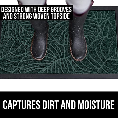 Gorilla Grip All-Season Weathermax Doormat, Durable Natural Rubber, Stain And Fade Resistant, Low Profile, Indoor Outdoor Door Mats, Easy Clean Patio Entrance Mat, 17X29, Green Palm #TOP3