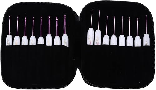 Miniatura 3 de Agujas de ganchillo, 16 agujas lindas para manos artríticas, juego de ganchos de ganchillo extralargos estilo chino con patrón de flores