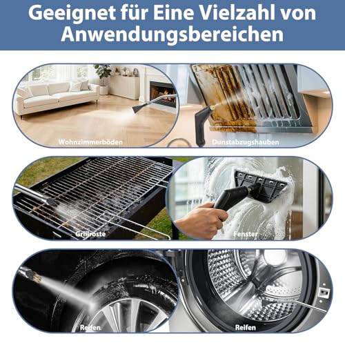 Noetopolis 1.4L Dampfreiniger Handgerät, Tragbarer Handdampfreiniger mit 7 Zubehörteilen, Steam Cleaner, 15s Schnellaufheizung für Boden, Küche, Fenstern, Badezimmern, Auto, Polster