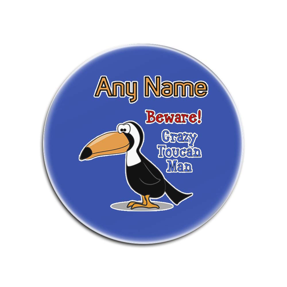 Dessous-de-verre en verre haut de gamme rond bleu Crazy Toucan Man