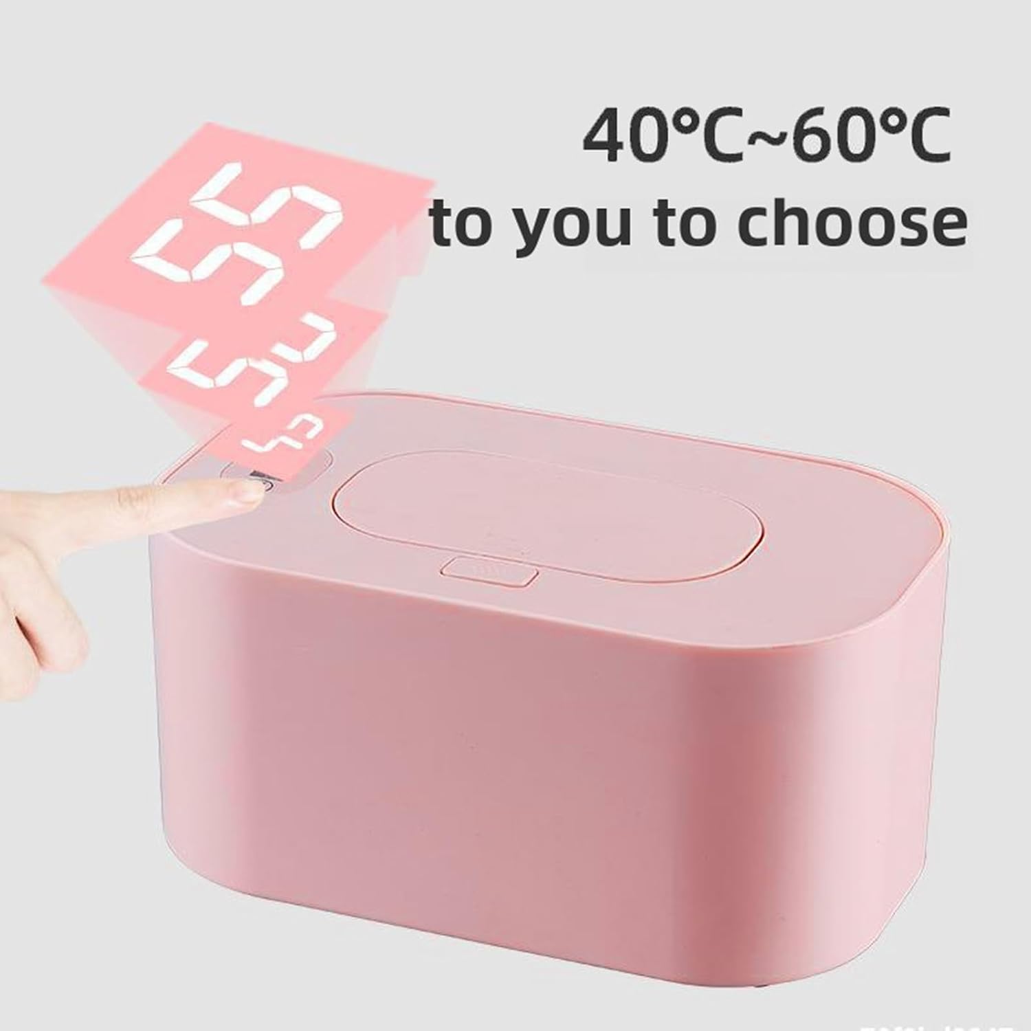 Baby Wipe Warmer, USB Powered Portable Wet Wipes Dispenser with 4 Temperature Settings 40C to 55C, Auto Rebound Design for Home Travel Diaper Changes
