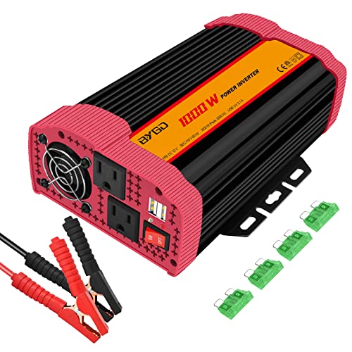 1000 Watt Inverter/2000 Watt Peak Power, with 2 DC to AC Car Converters to The Socket & 2 x 2.1A USB Port 12V to 110V Power Inverter for Outdoor, Camping, RV, Truck