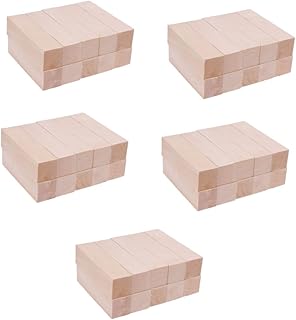 VILLCASE 50 Peças De Blocos De Construção De Madeira Cavilhas Quadradas Cavilhas De Madeira Grandes Blocos De Construção Talhar Blocos De Madeira Grossos Bloco De Artesanato Em Madeira