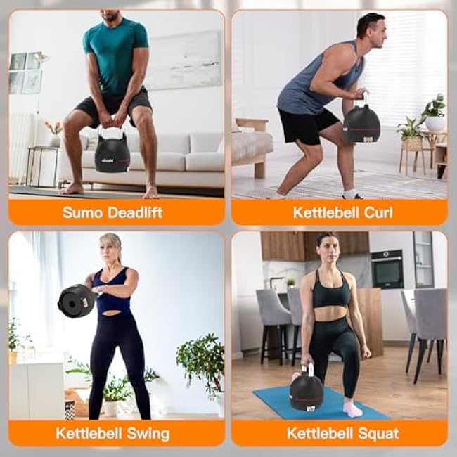 Ativafit 7 in 1 Adjustable Kettlebell 5-44lbs Adjustable Kettlebell with Solid Aluminum Handle Quick Adjustment Weights With Safety Locking Systerm Space Saving Strength Training For Women and Men Full Body Home Gym Workout