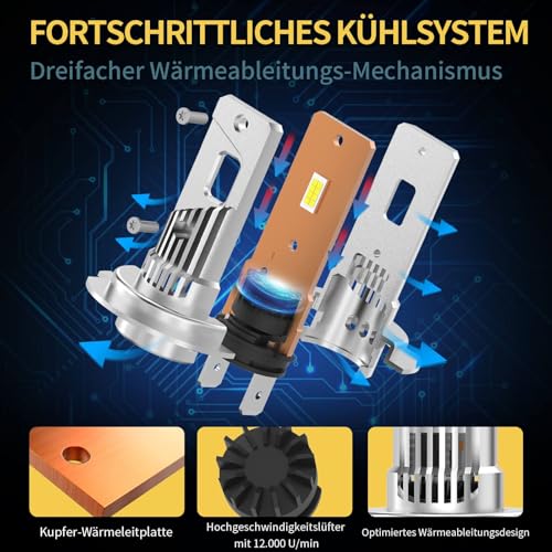 LUDUN H7 Lampe Auto 12V 55W, H7 Halogen-Scheinwerferlampe 6000K Weiß, mit StVZO Zulassung für Abblendlicht und Fernlicht, 2 Stück
