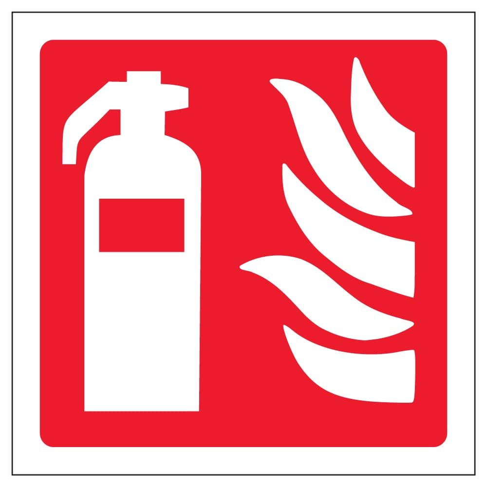 Adesivo VSafety Con Logo Estintore - Quadrato 100x100 Mm, In Vinile Autoadesivo, Conforme Norme EN ISO 7010