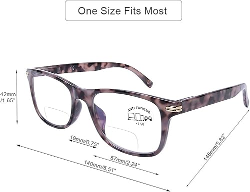 Miniatura 6 de DOOViC Gafas de lectura bifocales, paquete de 2 lentes de lectura con bloqueo de luz azul, negratortuga, bisagra de resorte de calidad para hombres