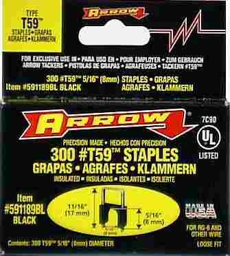 Arrow Fastener 591189BL 5/16" X 5/16" Black T59 Staples