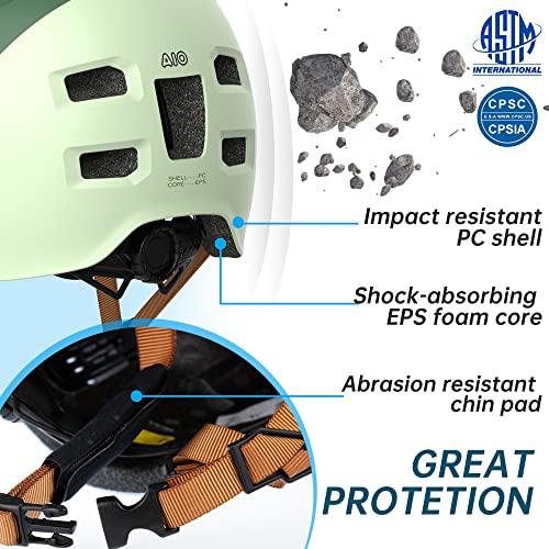 Glamvilla Bike Skateboard Helmet Lightweight Helmet Adjustable Bicycle Helmet Multi-Sport Helmets For Kids, Youth & Adults,3 Sizes (Large, Green) #TOP1