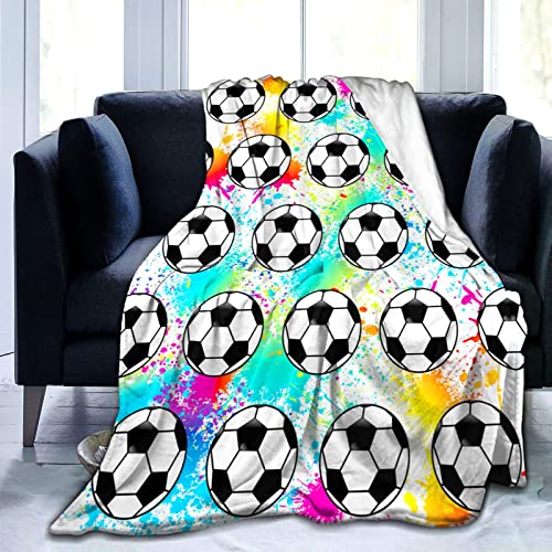 Soccer Blanket Throw Soccer Ball Blankets Soft Lightweight Flannel Warm Cozy Football Blanket Gifts...