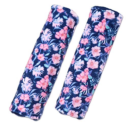 Image of Baby Car Seat Belt Covers, Floral Stroller Seat Strap Covers, Car Seat Straps Shoulder Pads for Girls Boys, Minky Seat Belt Protectors for Car Seats/Pushchair, for Kids Newborn Infants Toddlers