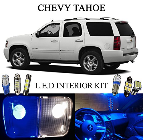 2013 Chevy Tahoe Ultra Blue LED Interior package + Vanity/Sun Visor + License Plate (12 pieces)