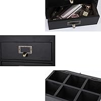 Vista 6 de Caja de almacenamiento de madera, organizador de escritorio de madera con 2 cajones y 6 rejillas, cajones de boticario, pequeños cajones de madera