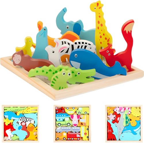 Preescolar, Toy CLARITYKG Rompecabezas 3D Didáctico Infantil de 12 Piezas, Juguete Didáctico Rompecabezas Infantil Son Apilables para Ideal su Desarrollo y Estimulación...