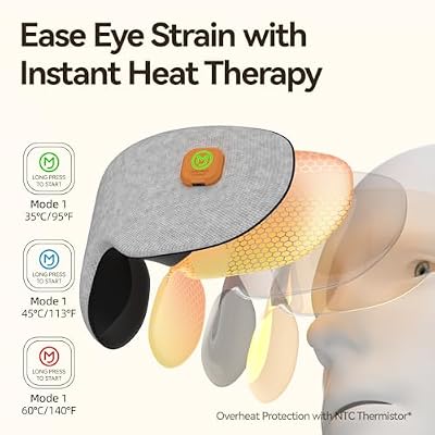 Heated Eye Mask, Cordless Warm Compress for Dry Eyes & Stye, Rechargeable Sleep & Blackout Eye Mask for Travel
