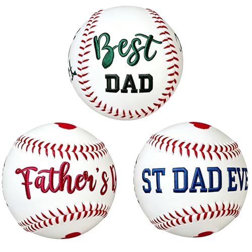 Custom Embroidered Baseball & Softball - Personalized Name Ball with Choice of Embroidery Colors Handmade Stitch Gift for Dad Mom - Perfect for Fathers Day (for DAD 01)