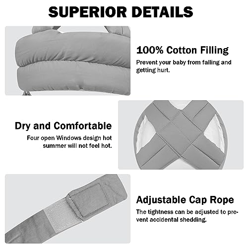 Image of Baby Head Protector Baby Helmet for Crawling Walking, No Bumps Safety Head Adjustable Protective Cap for Walking, Playing (Gray)