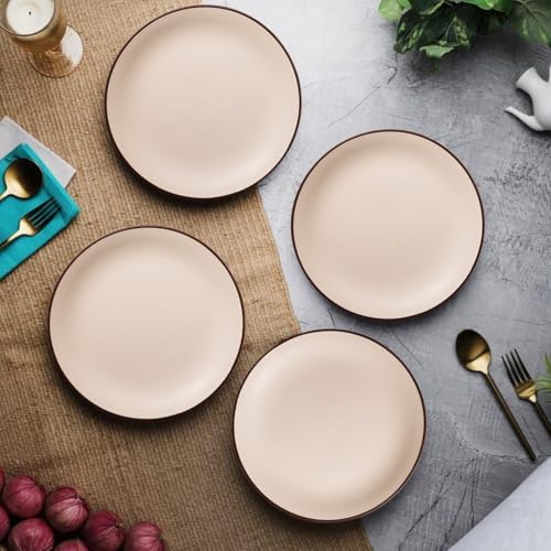 Image of Freakway Ceramic Small /Quarter Plates Set of 4 Pcs | Stoneware Appetizer /Side Plates (7.4 Inch) | Microwave Safe, Dishwasher Safe | Kitchen, Dining, Restaurants, Gifting | Ivory White