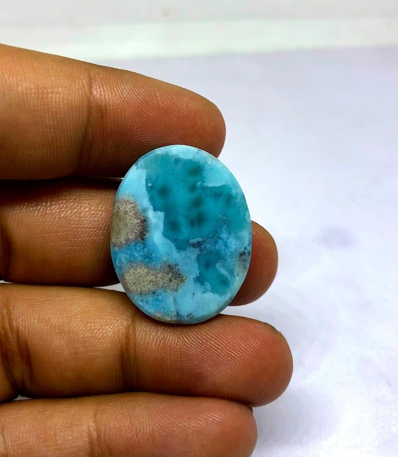 Larimar véritable cabochon ovale 26x21x6mm gemme pour collier - 5