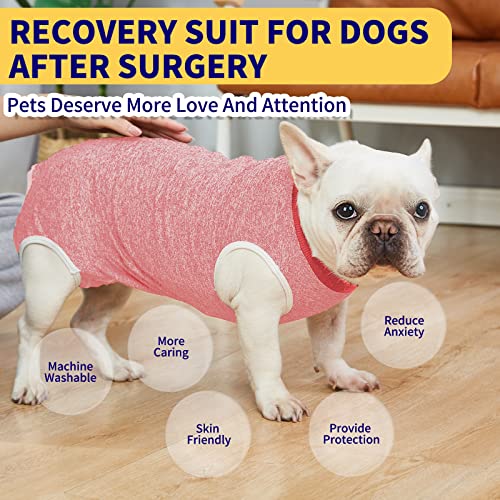 Image of Dog Surgery Recovery Suit-Comfortable & Breathable Dog Recovery Suit After Surgery,Dog Surgical Recovery Suit Female Male,Prevent Licking Dog Onesies,Substitute E-Collar & Cone-Red X-Small