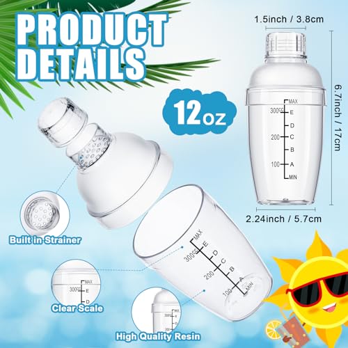 Lallisa 4 Pcs Plastic Cocktail Shaker Hand Drink Mixer Bubble Tea Shaker With Scales And Strainer Top Clear Shaker Cup With Measurements Mixing Tool For Tea Coffee Milk thumb #1