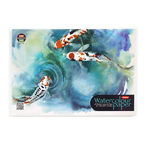 Image of Anupam Artists Watercolour Glued Pads 300 GSM Cold Pressed A4 12 Sheets for Watercolour, Gouache, Ink, Acrylic, Wet & Mixed Media, Art Painting, Drawing for Artists & Amateurs