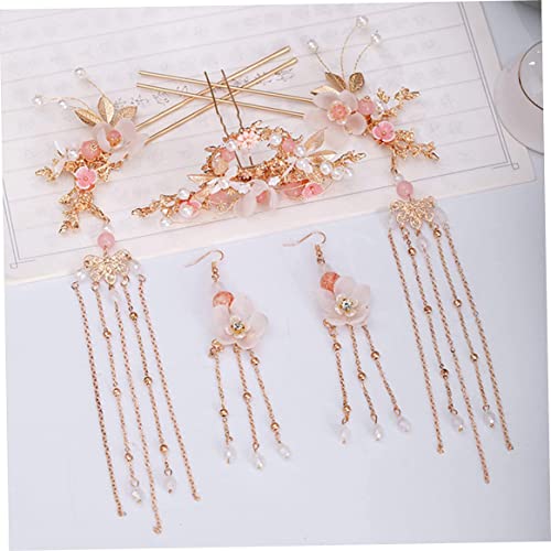 Palo para el cabello con borla larga y perlas chinas estilo vintage para moños de mujer 4