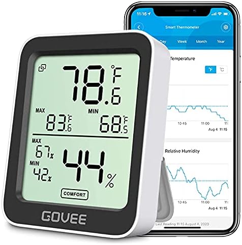 Top 5 Greenhouse Thermometers and Humidity Sensors You Didn't Know You Needed 2 Govee Hygrometer Thermometer H5075, Bluetooth Indoor Room Temperature Monitor Thermometer with Remote App Control, Notification Alerts, 2 Years Data Storage Export(Only Supports 164ft Bluetooth Range)