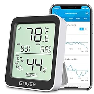 Govee Hygrometer Thermometer H5075, Bluetooth Indoor Room Temperature Monitor Greenhouse Thermometer with Remote App Control, Notification Alerts, 2 Years Data Storage Export,LCD Govee Hygrometer Thermometer H5075 Bluetooth Indoor Room Temperature Monitor Greenhouse Thermometer with Remote App Control Notification Alerts 2 Years Data Storage ExportLCD