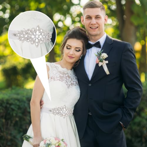 PH PandaHall White Rhinestone Belt, Women's Belts Flower Wedding Dress Belt Sparkly Waist Glitter Ribbon Crystal Bridal Belts Sash for Wedding Dresses Party Prom Evening Dresses 5