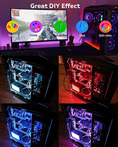 Aclorol Neon Rgb Led Strip Pc, Rgb Led Strip Lights Neon For Pc Case 12V 4Pin Headers Compatible With Asus Aura Gigabyte Fusion Msi Mystic Rgb Motherboard With 12Pcs Strong Magnetic Brackets 2Pcs 16In #TOP2