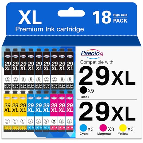 Paeolos 29XL Multipack für Epson 29 XL Druckerpatronen für Epson XP 352 tintenpatronen, für XP 342 XP-442 XP-235 XP-432 XP-332 XP-245 XP-345 XP-445 XP-455 XP-435 XP-335 XP-247 XP-255 XP-452, 18er Pack