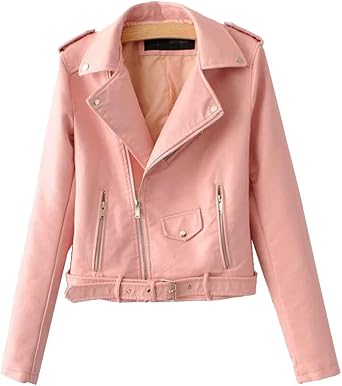 Mujer Chaqueta Cazadora Imitación De PU Piel Chaquetas De Moto con  Cremallera Pink XL: Amazon.es: Ropa