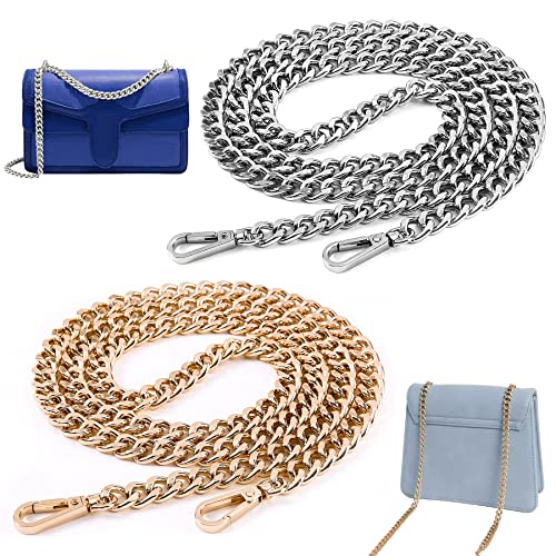 2 Pezzi Catena Borse in Metallo.Catena Borsa Tracolla 120 cm