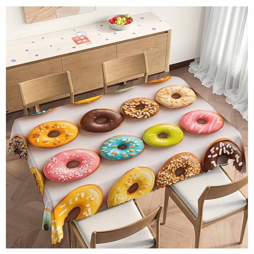 Nappe de table beignets colorés 137x183 cm nappe rectangulaire durable pour banquet maison