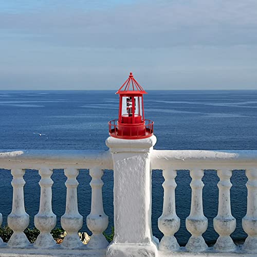 Yardwe Chandelier Ornament Led Solar Powered Lighthouse Rotating Lighthouse Beacon Lamp Nautical Lighthouse Statue Solar Light Lamp Landscape For Garden Outdoor Decor Rotating Solar Garden Lights #TOP4