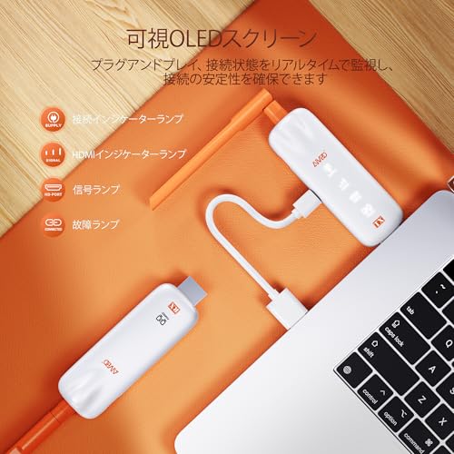 ワイヤレスHDMI 送受信機 1TX+1RXセット HDMI 無線 LEDディスプレイ搭載 6台受信機増設可能 1080P/5Ghz/50m無線伝送 映像音声同期出力【技適認証取得】デレビ/PC/Mac/Laptop/Window/カメラ/監視カメラなど多デバイス対応