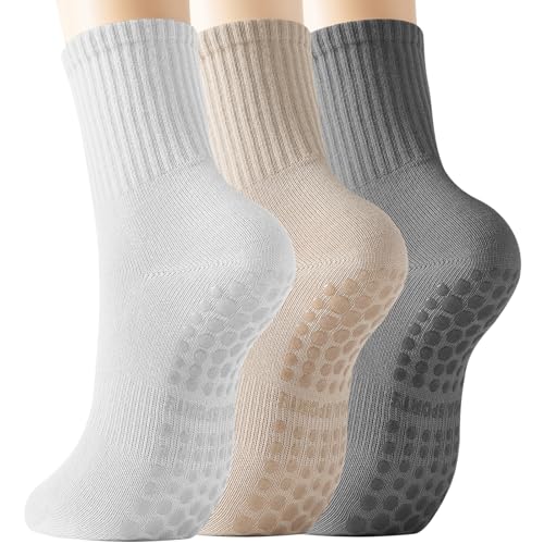 Image of BISOUSOX Pilates Socks with Grips for Women, Anti Slip Grippy Yoga Barre Socks, Full Sole Sticky Reformer Workout Sock
