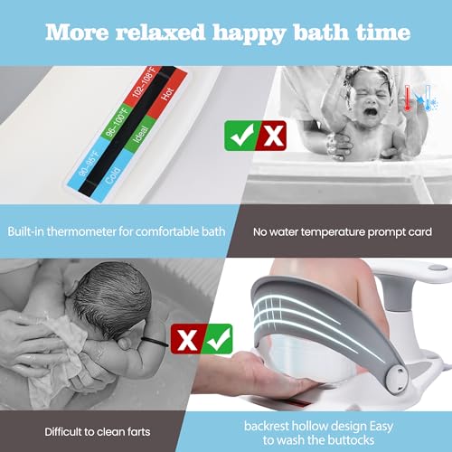 Baby Bath Seat LDIIDII Baby Bathtub Seat Infant Bath Seat for Babies 6 Months&Up Sit Up Bathing in Tub,Toddler Bath Seat with Water Thermometer/4 Strong Suction Cup/3 Bath Toys/Shower Cap (Light Blue) - Thumbnail 3