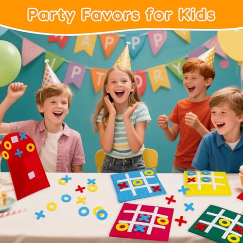 AugToy 24PCS Tic Tac Toe Strategic Board Game for Kids Birthday Party Favors Bulk for Kids 4-8 8-12 Goodie Treat Bag Stuffers Classroom Treasure Chest Box Toys Carnival Prizes Travel Games