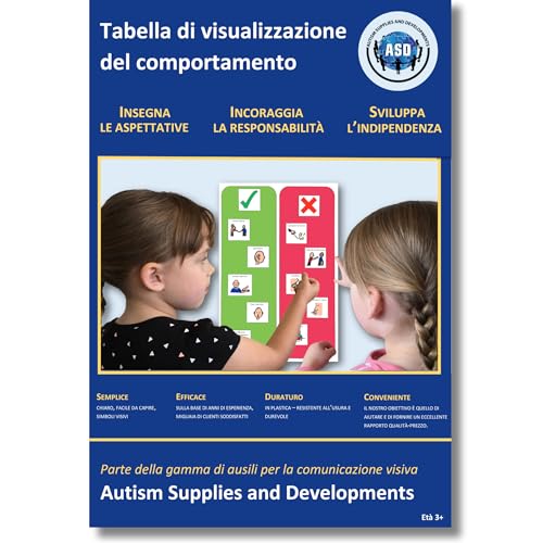Autism Supplies And Developments- Tabla de visualización de Comportamiento Visual de plástico (Italiano), Color Azul, Small (BC_IT)