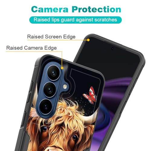 KJFHDJFDH for Galaxy S26 Plus Case,Dual Layer Hybrid Heavy Duty Rugged Shockproof Hard PC +Soft Silicone Protective Case for Samsung Galaxy S26 Plus 6.7" 2026,Cute Floral Highland Cow - image 4