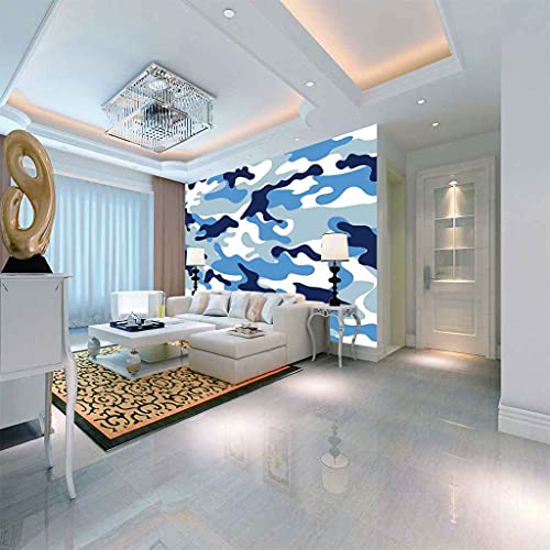 Papier peint 3D bleu auto-adhésif en impression HD moderne pour rénovation murale facile - 5