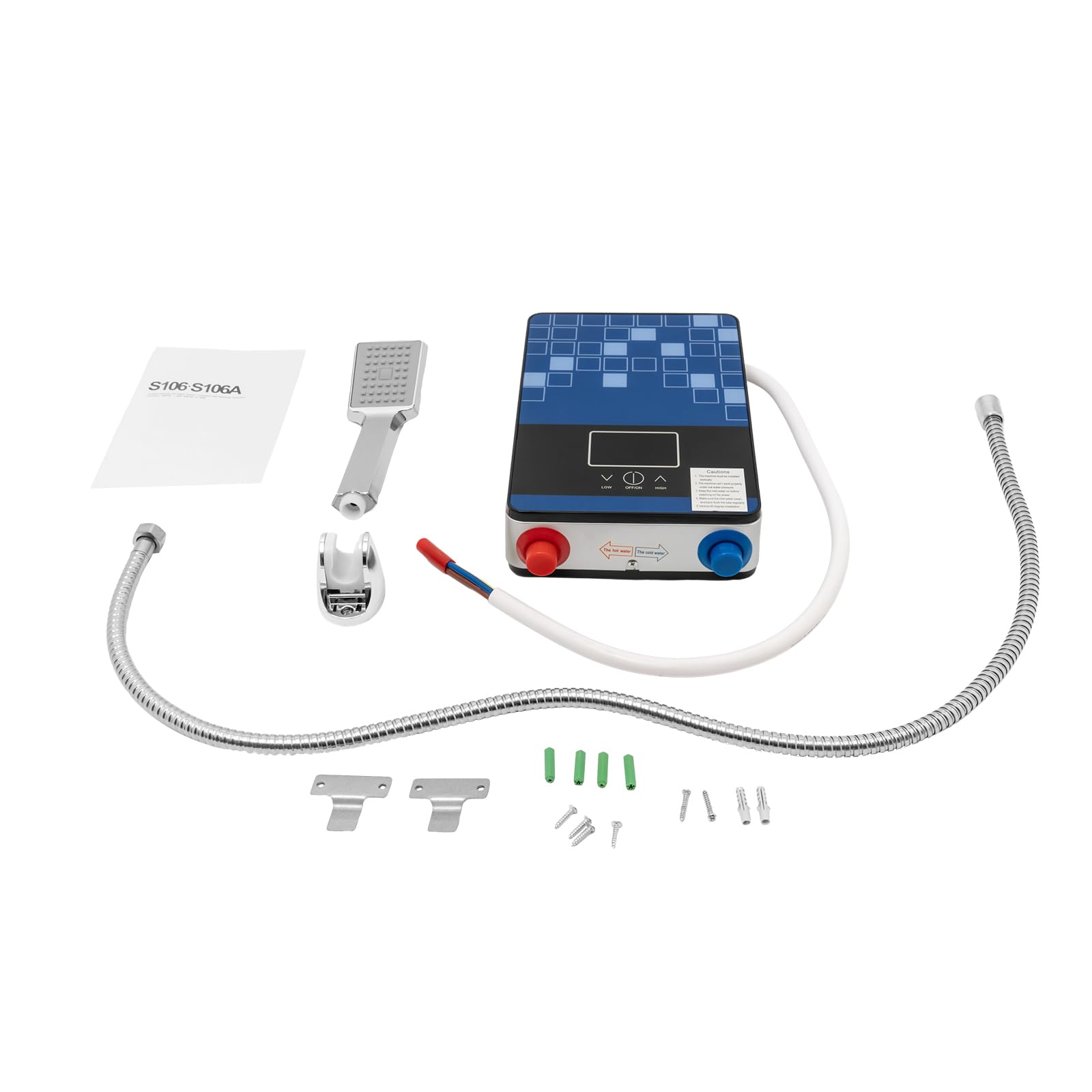 Riscaldatore istantaneo elettrico digitale senza serbatoio doccia acqua calda, adatto per bagni, parrucchieri, hotel, saloni di bellezza, scuole, ospedali (blu)